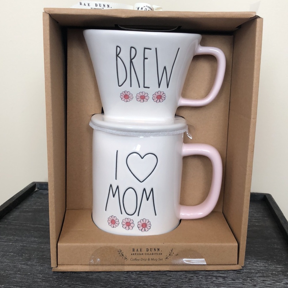 Rae Dunn BREW & I LOVE MOM set